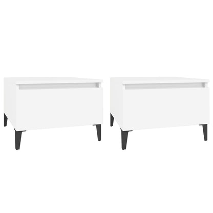 Tables d'appoint 2 pcs Blanc 50x46x35 cm Bois d'ingénierie