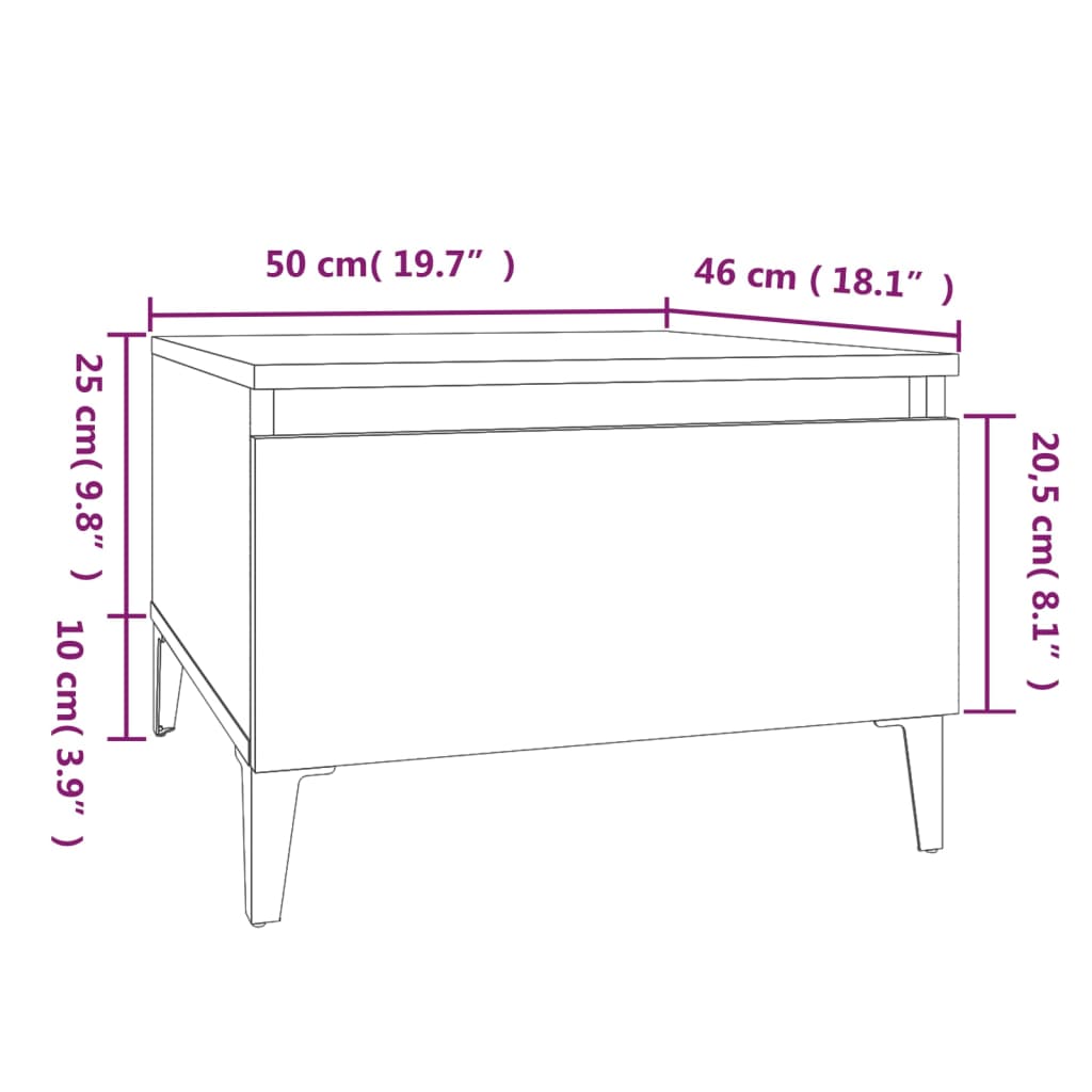 Tables d'appoint 2pcs Blanc brillant 50x46x35cm Bois ingénierie