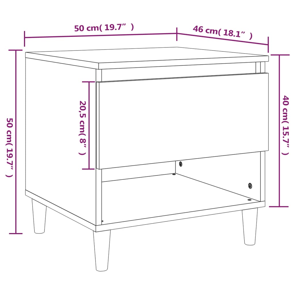 Table de chevet Noir 50x46x50 cm Bois d’ingénierie