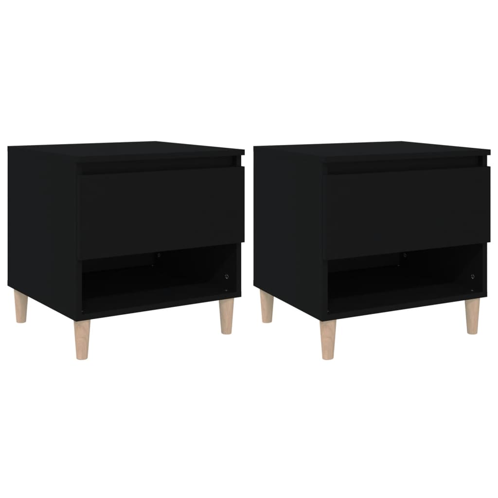 Tables de chevet 2 pcs Noir 50x46x50 cm Bois d’ingénierie