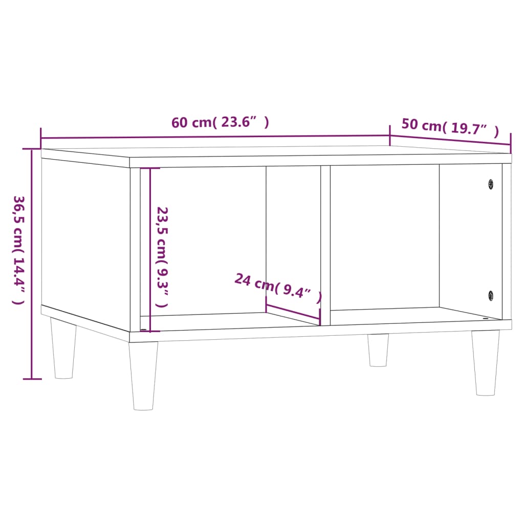 Table basse Blanc brillant 60x50x36,5 cm Bois d'ingénierie