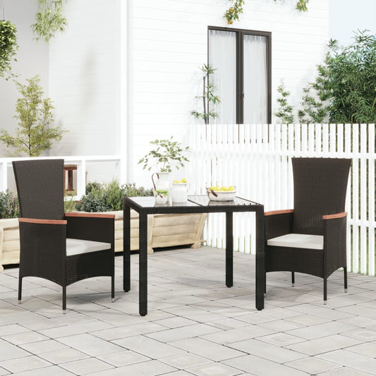 Chaises de jardin lot de 2 avec coussins Résine tressée Noir