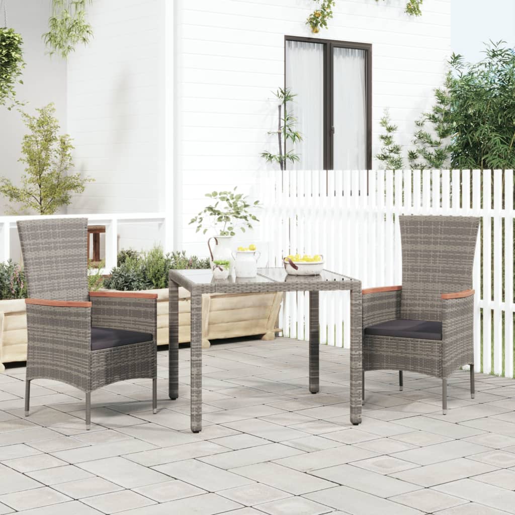 Chaises de jardin avec coussins lot de 2 Résine tressée Gris