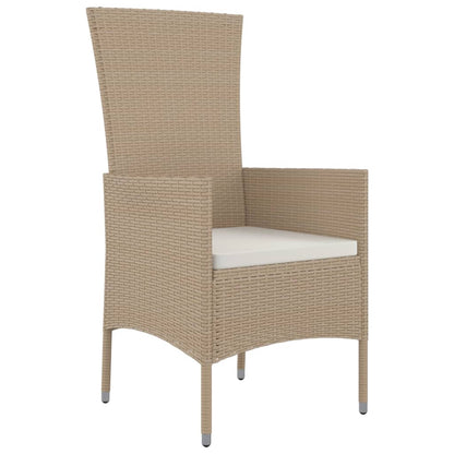 Chaises de jardin avec coussins lot de 2 Résine tressée Beige