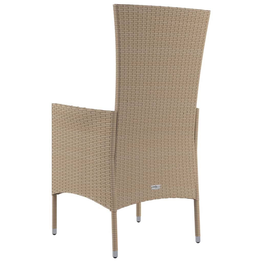 Chaises de jardin avec coussins lot de 2 Résine tressée Beige