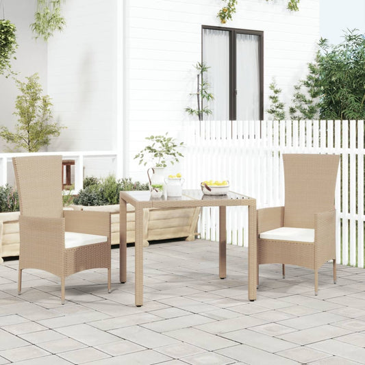 Chaises de jardin avec coussins lot de 2 Résine tressée Beige