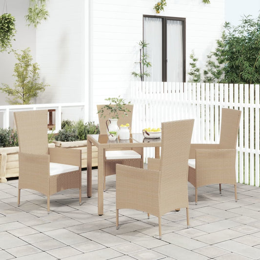 Chaises de jardin avec coussins lot de 4 Résine tressée Beige