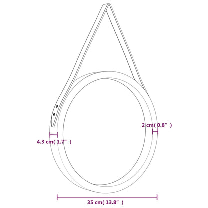 Miroir mural avec sangle Argenté Ø 35 cm