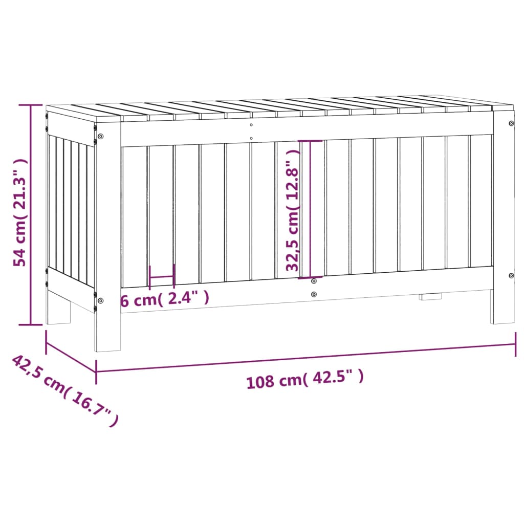 Boîte de rangement de jardin Blanc 108x42,5x54 cm Bois de pin