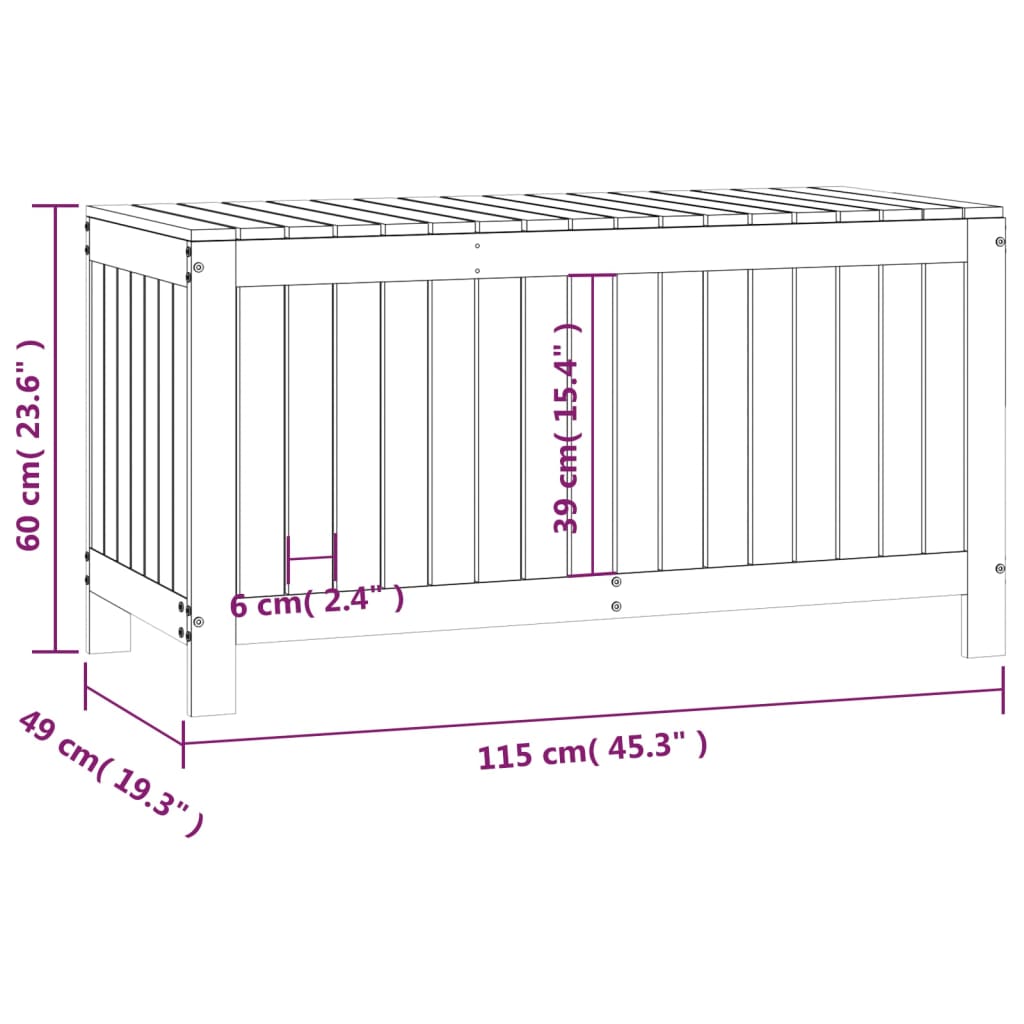 Boîte de rangement de jardin Blanc 115x49x60 cm Bois de pin