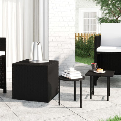 Tables d'appoint 3 pcs noir résine tressée