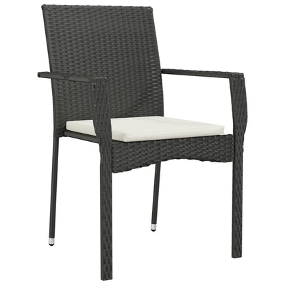 Chaises de jardin lot de 2 avec coussins Résine tressée Noir