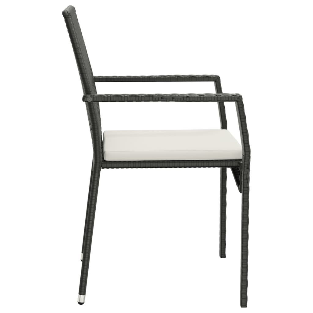 Chaises de jardin lot de 2 avec coussins Résine tressée Noir