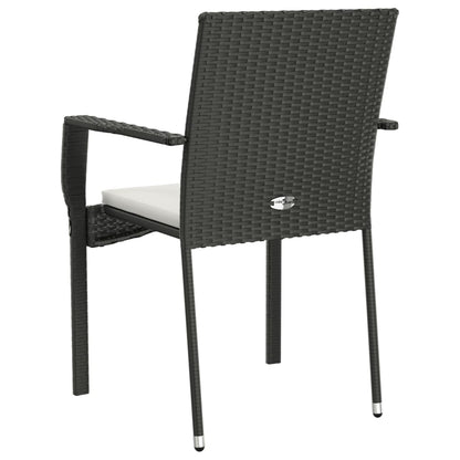 Chaises de jardin lot de 2 avec coussins Résine tressée Noir