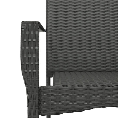 Chaises de jardin lot de 2 avec coussins Résine tressée Noir