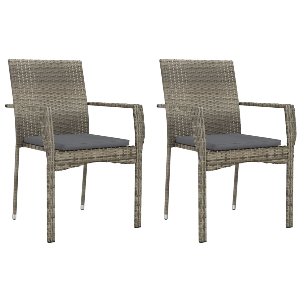 Chaises de jardin avec coussins lot de 2 Résine tressée Gris