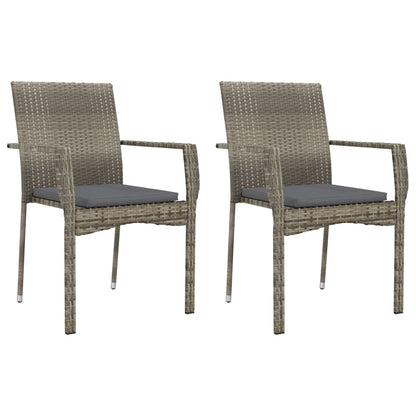 Chaises de jardin avec coussins lot de 2 Résine tressée Gris