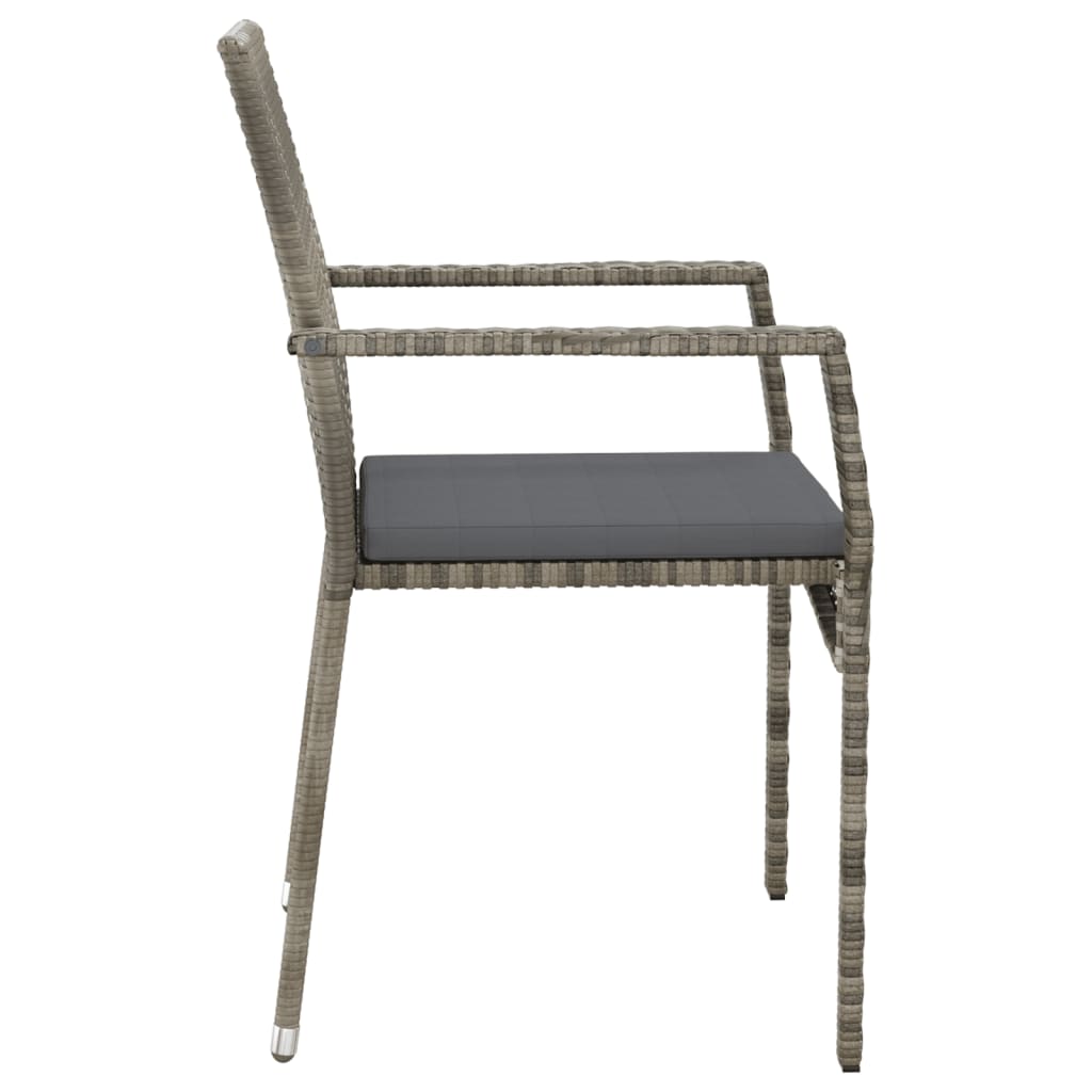 Chaises de jardin avec coussins lot de 4 Résine tressée Gris