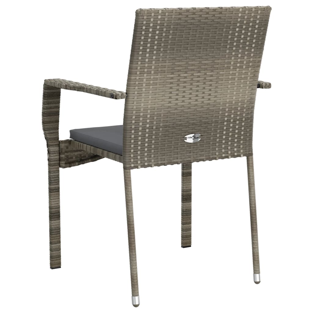 Chaises de jardin avec coussins lot de 4 Résine tressée Gris