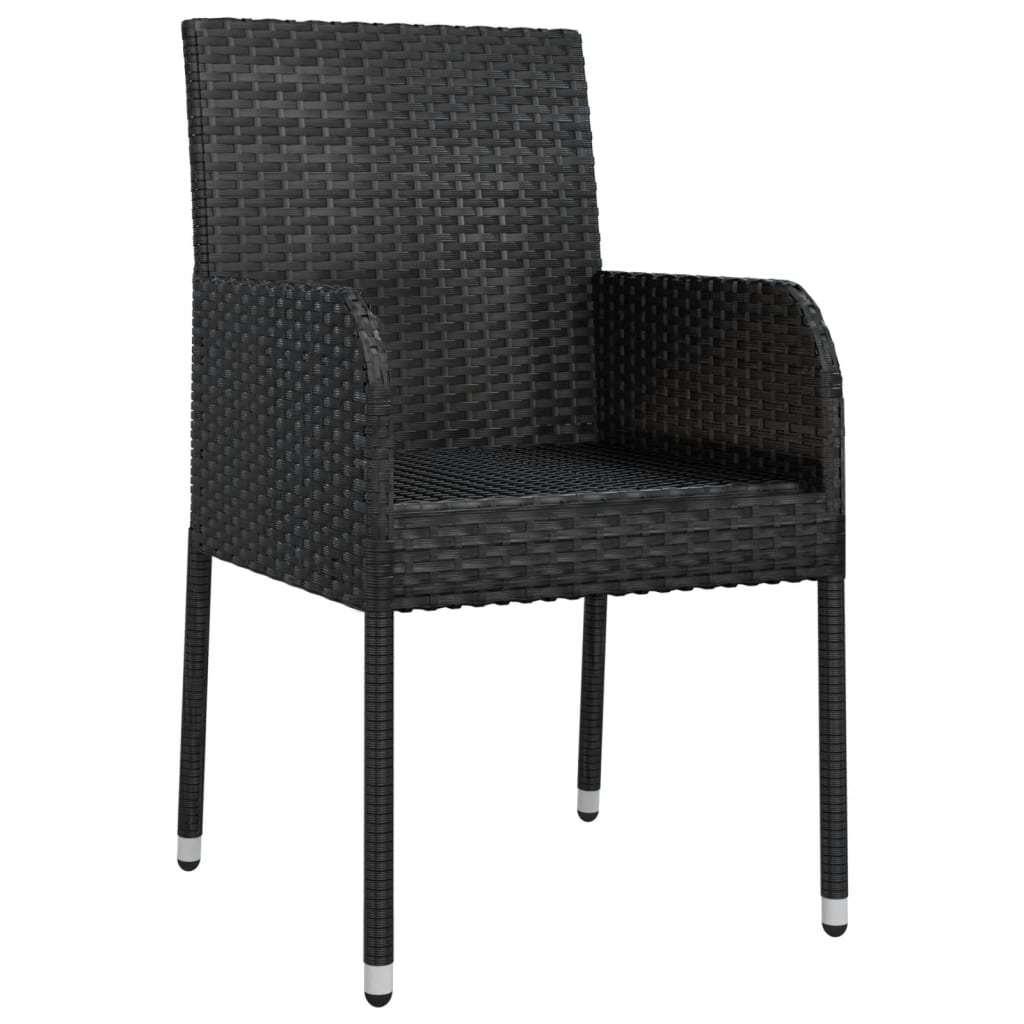 Chaises de jardin lot de 2 avec coussins Résine tressée Noir