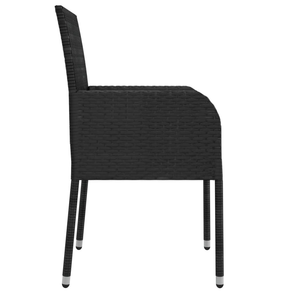 Chaises de jardin lot de 2 avec coussins Résine tressée Noir