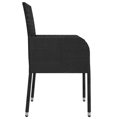 Chaises de jardin lot de 2 avec coussins Résine tressée Noir