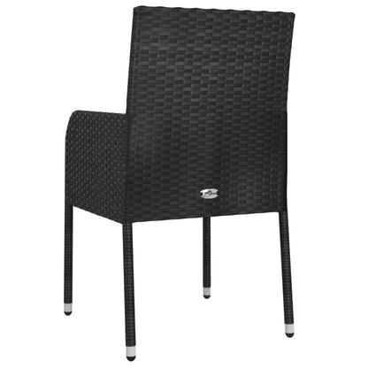 Chaises de jardin lot de 2 avec coussins Résine tressée Noir