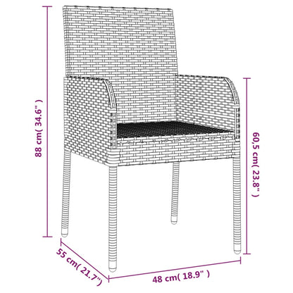 Chaises de jardin lot de 2 avec coussins Résine tressée Noir