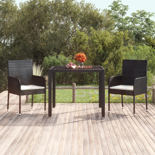 Chaises de jardin lot de 2 avec coussins Résine tressée Noir