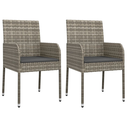 Chaises de jardin avec coussins lot de 2 Résine tressée Gris