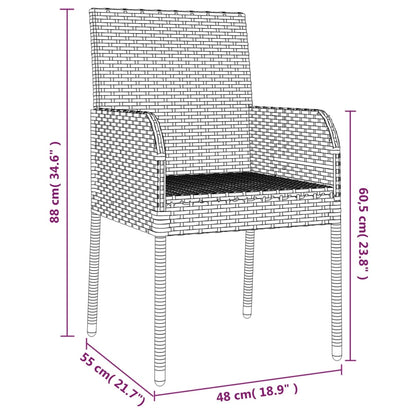 Chaises de jardin avec coussins lot de 2 Résine tressée Gris