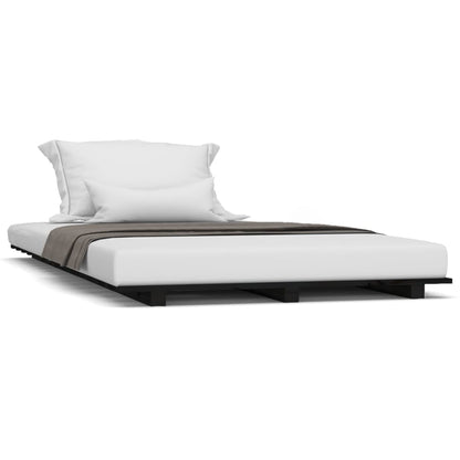 Cadre de lit sans matelas noir 90x190 cm bois de pin massif