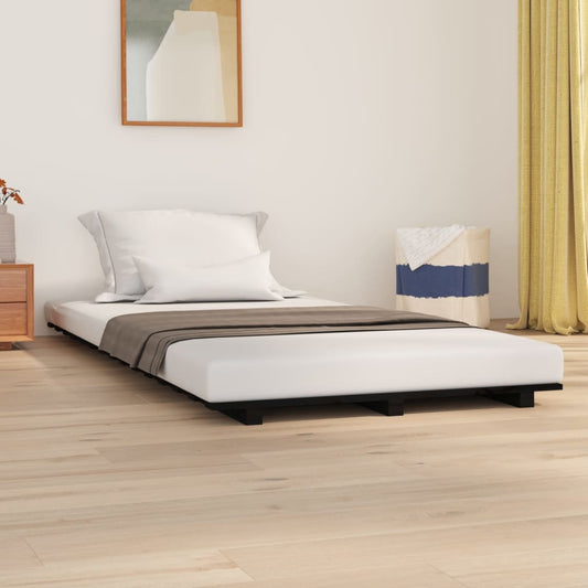 Cadre de lit sans matelas noir 90x190 cm bois de pin massif