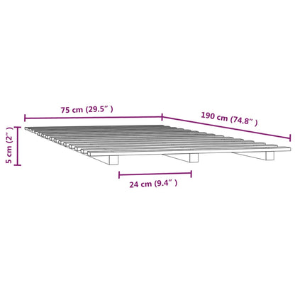 Cadre de lit sans matelas blanc 75x190 cm bois de pin massif