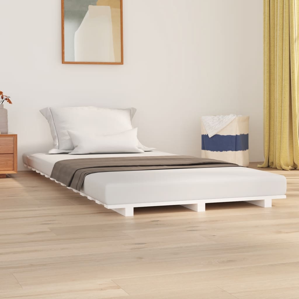 Cadre de lit sans matelas blanc 75x190 cm bois de pin massif