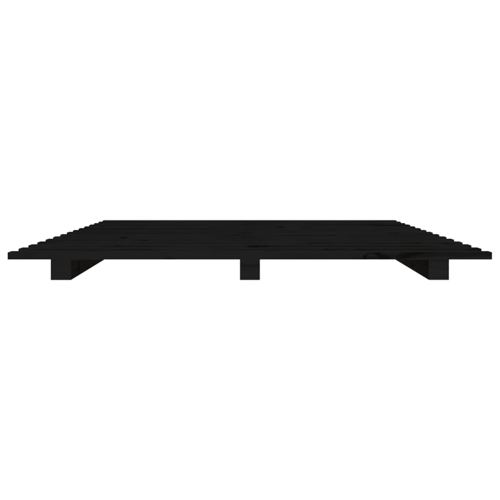 Cadre de lit sans matelas noir 75x190 cm bois de pin massif