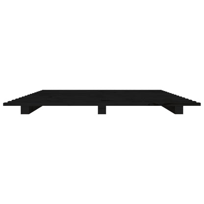 Cadre de lit sans matelas noir 75x190 cm bois de pin massif