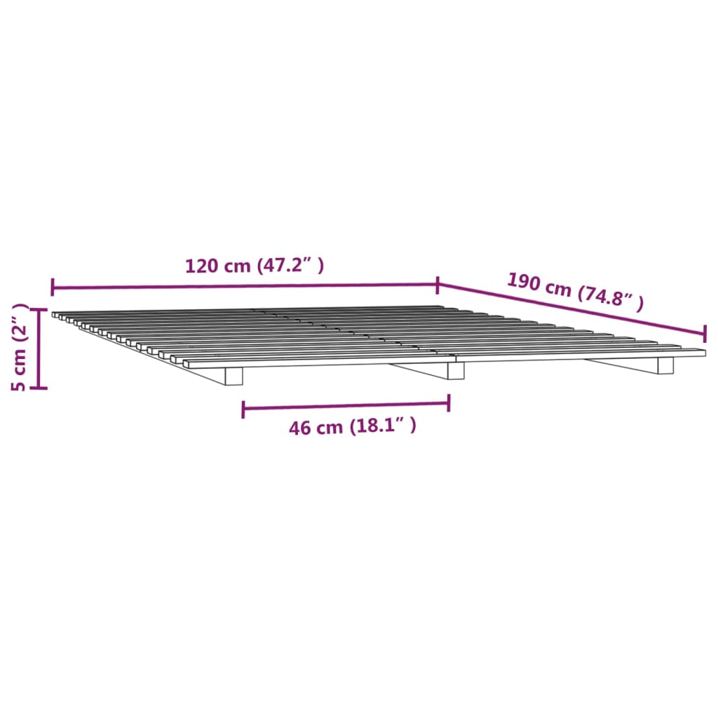 Cadre de lit sans matelas 120x190 cm bois de pin massif