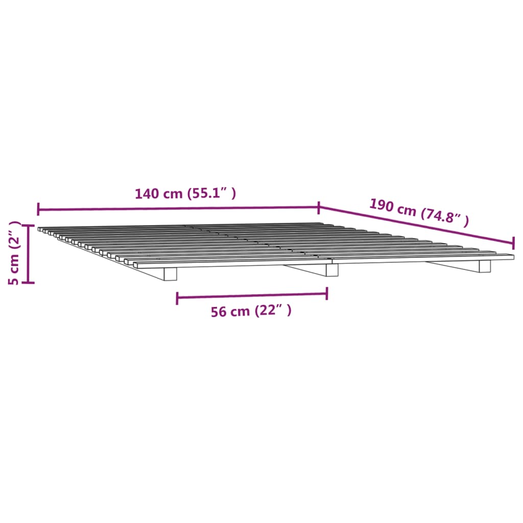 Cadre de lit sans matelas 140x190 cm bois de pin massif