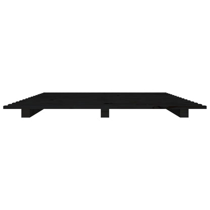 Cadre de lit sans matelas noir 140x190 cm bois de pin massif