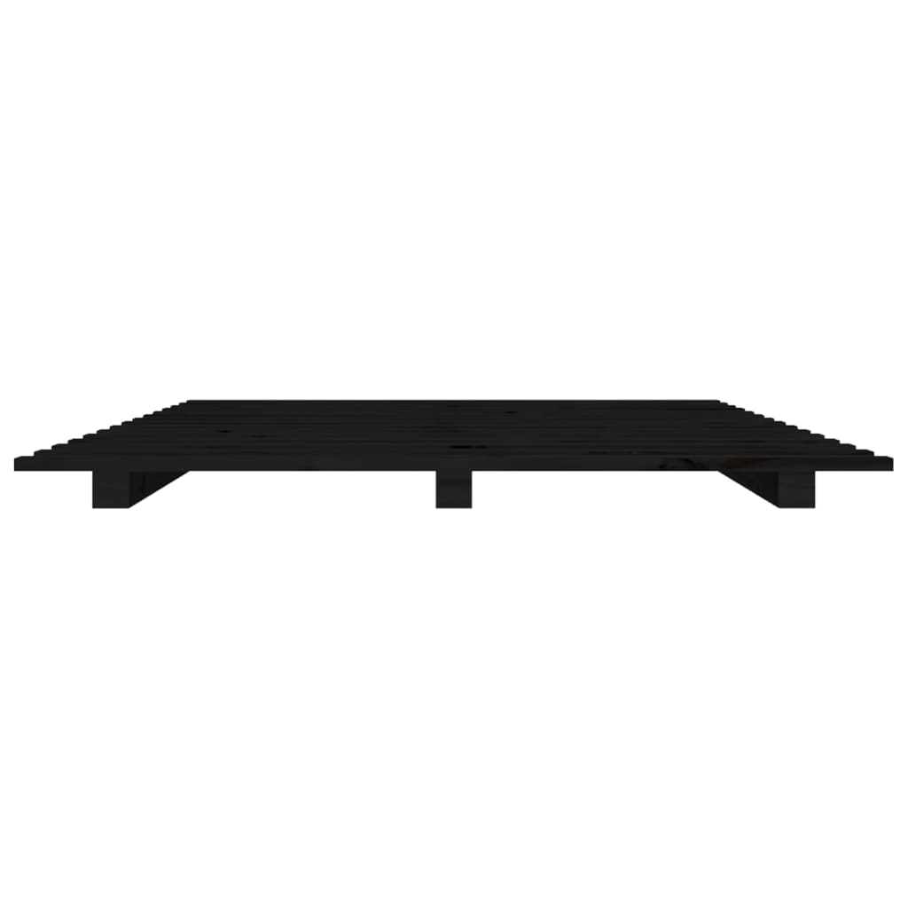 Cadre de lit sans matelas noir 135x190 cm bois de pin massif