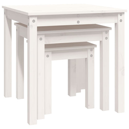 Tables gigognes 3 pcs Blanc Bois de pin massif