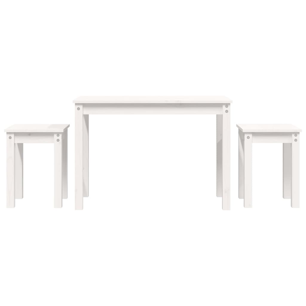 Tables gigognes 3 pcs Blanc Bois de pin massif