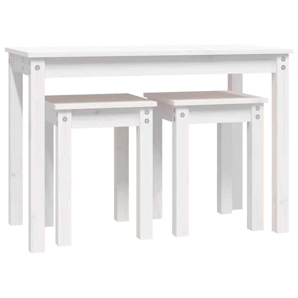 Tables gigognes 3 pcs Blanc Bois de pin massif