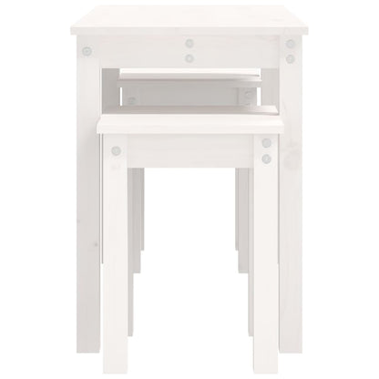 Tables gigognes 3 pcs Blanc Bois de pin massif