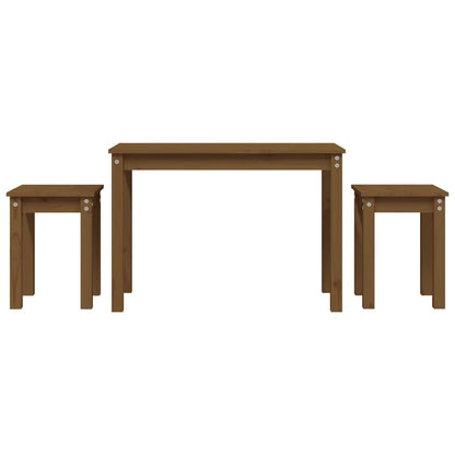 Tables gigognes 3 pcs Marron miel Bois de pin massif