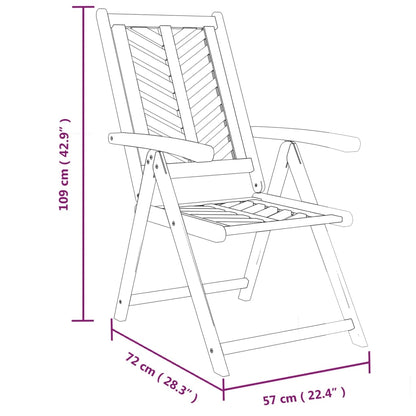 Chaises de jardin inclinables lot de 3 bois massif d'acacia