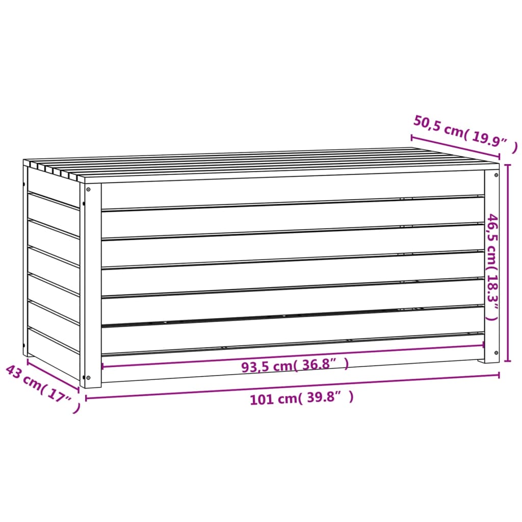 Boîte de jardin marron miel 101x50,5x46,5 cm bois massif de pin