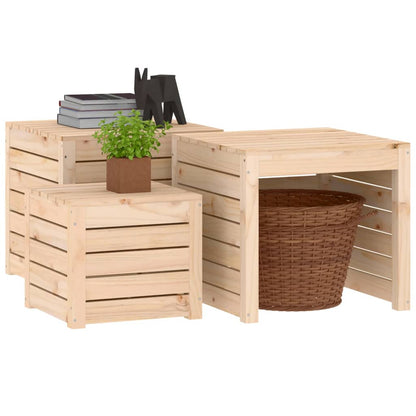 Ensemble de boîtes de jardin 3 pcs bois de pin massif