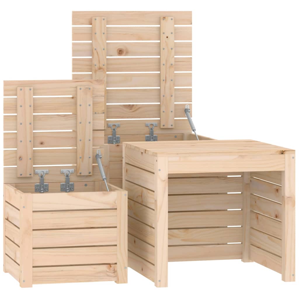 Ensemble de boîtes de jardin 3 pcs bois de pin massif